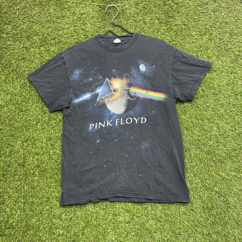 Y2K Pink Floyd Shirt Mens Small Black Dark Side Of The Moon Band T Tee Rock Fade
